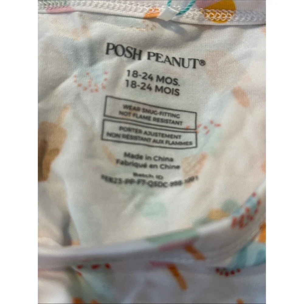 NEW Posh Peanut Pajama Set Multicolor Ice Cream Print size 18-24 months bamboo